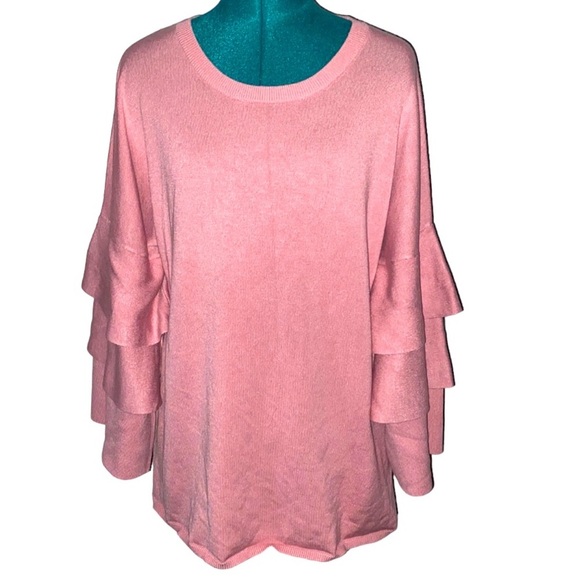 Time and Tru Rose color Sweater w/Ruffles and Bell Sleeves size XXXL (22) - Picture 2 of 9